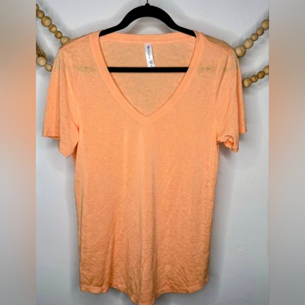 Athleta Orange Burnout V Neck T